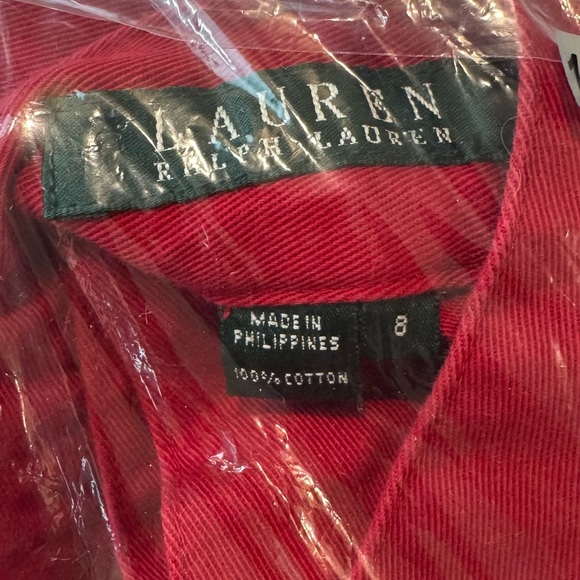 Lauren Ralph Lauren‎ Red Long Shorts Gold Button 100% Cotton Size 8 - Picture 6 of 7